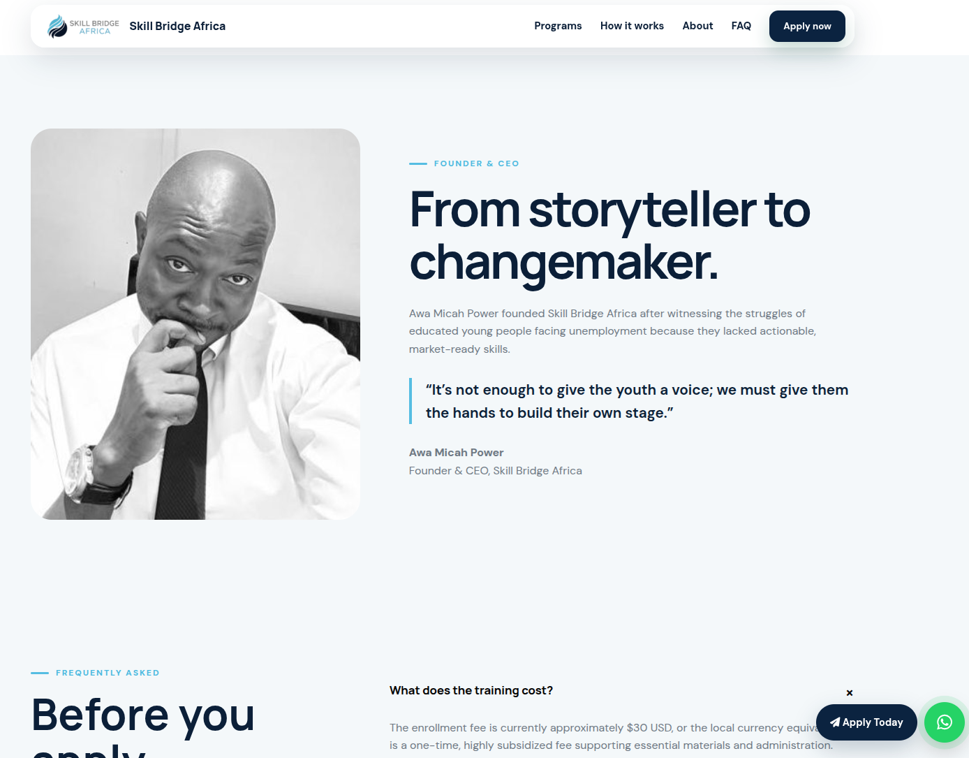 Skill Bridge Africa founder